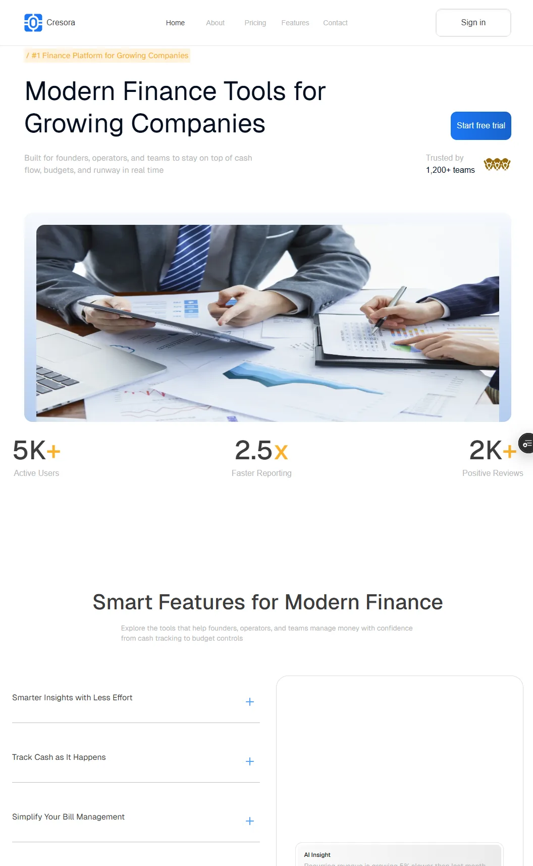 Cresora - Finance Platform project cover